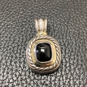 David Yurman onyx ablion pendant silver gold &14k gold